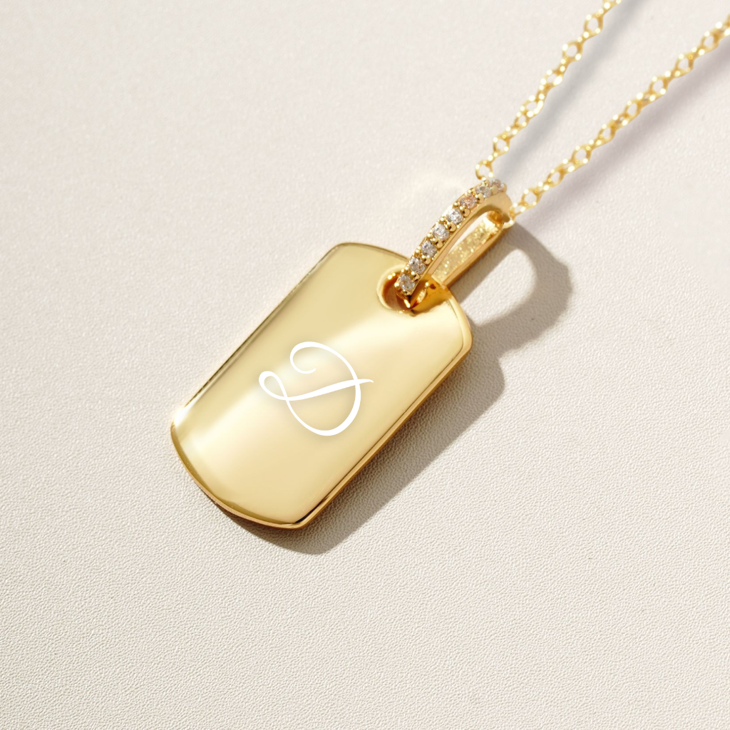 INITIAL SPARKLING TAG NECKLACE