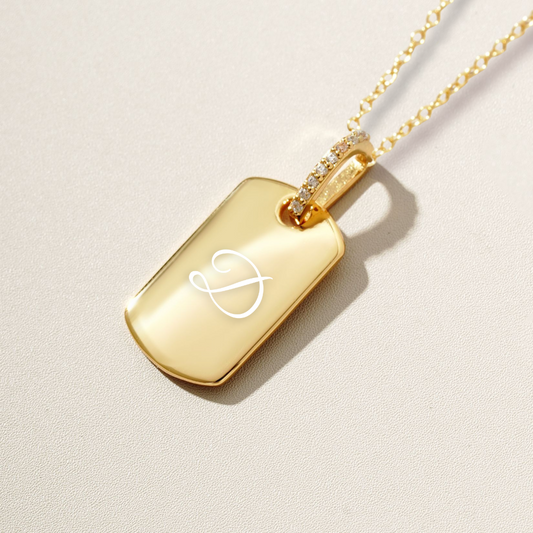 INITIAL SPARKLING TAG NECKLACE