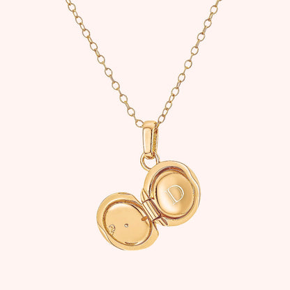 INITIAL MINI ROUND LOCKET NECKLACE