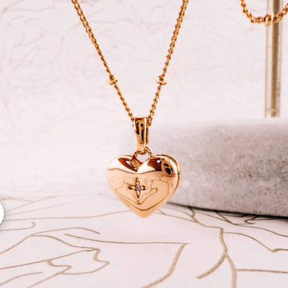 INITIAL MINI HEART LOCKET NECKLACE